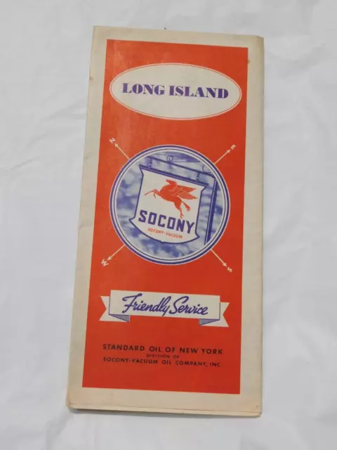 Long Island Road Map Socony Standard Oil Advertising Golf Yacht Clubs 1936