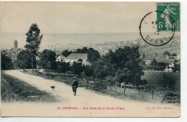 DORMANS - Marne - CPA 51 - Rise view of the road to Igny
