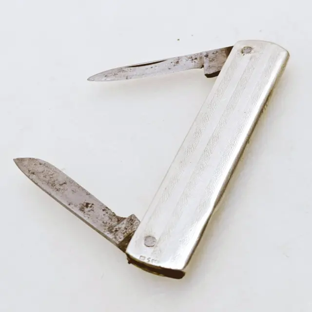 Vintage 800 STERLING SILVER handle folding pocket knife antique 1930's art deco