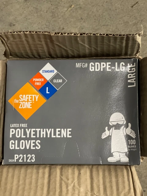 Safety Zone Clear Polyethylene PE Disposable Gloves, Large  (9Packs of 100)