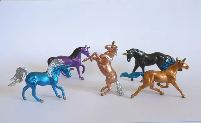 💥💥OOAK Breyer cm Custom Unicorn Mini Whinnies 💥Set 5💥 Stallion Mare💥