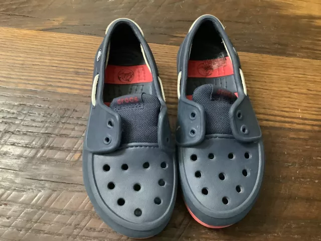 Crocs Childrens Size 10 Red And Blue Slip Ons