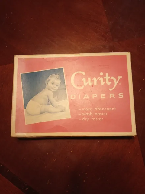 Vintage Curity Cloth Diapers 1957 6 Ct. - Unopened Vtg Kendall sealed box 50's