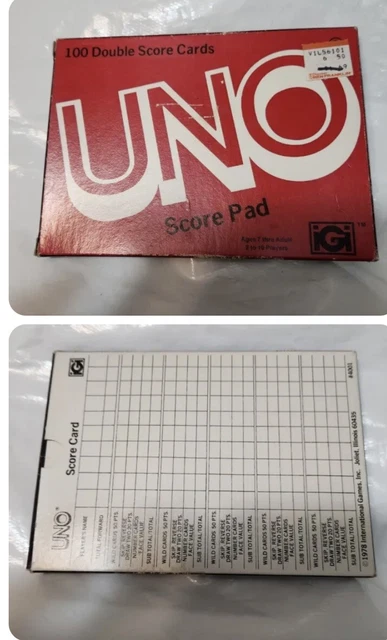 UNO CARD GAME Vintage 1978 Score Cards Replacement About 90 Unused uno-card-game-vintage-1978-score-cards-replacement-about-90-unused