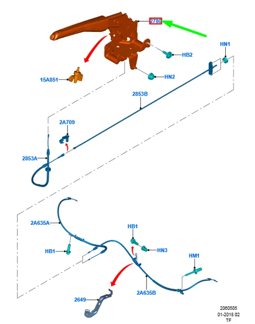 FORD TRANSIT CUSTOM MK1 Parking Brake Lever LHD 2119867 NEW GENUINE £