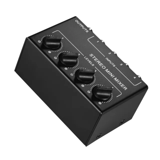 Mini Stereo Audio Mixer with 4-Channel RCA Inputs Separate Volume Controls New