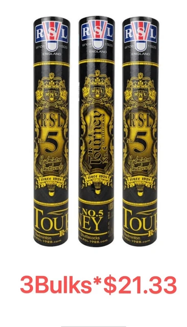 $21.33*3  3 Tubes Genuine RSL Tourney No.5 Shuttlecocks Badminton Shuttle