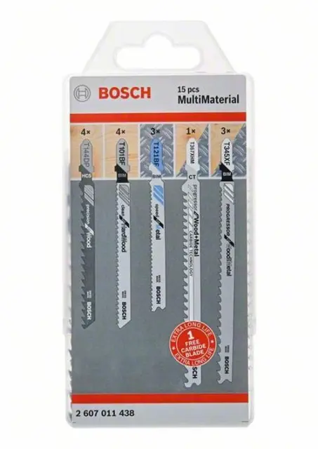 Bosch 15-teiliges Jeu de Lames de Scie Sauteuse pour Multimaterial, Tige en T