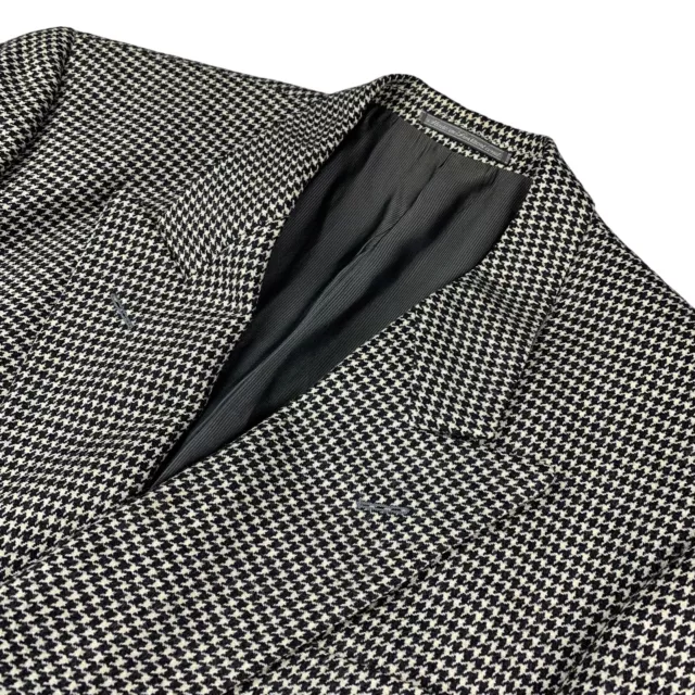 Ermenegildo Zegna Soft Men's Double Breasted Blazer Black Houndstooth • 42S