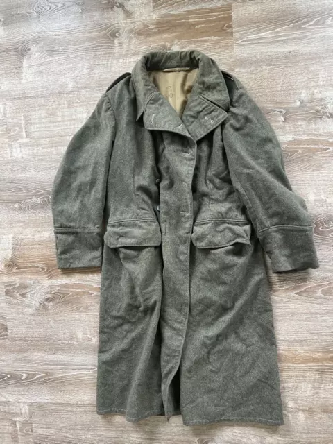 VINTAGE 1940S SWEDISH ARMY MILITARY Wool Trench Coat Jacket World War 2 ...