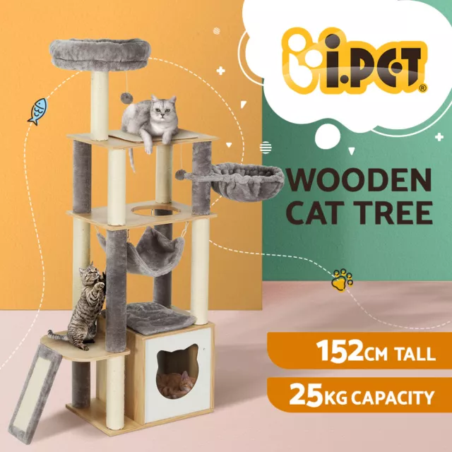 i.Pet Cat Tree Tower Scratching Post Scratcher 152cm Wood Bed Condo Toys House