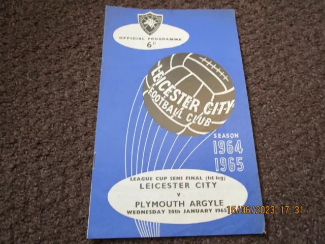 LEICESTER CITY  v  PLYMOUTH ARGYLE  1964/5  FOOTBALL LEAGUE CUP SEMI-FINAL JAN20