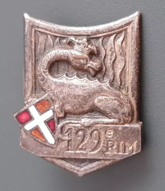 Insigne 129° RIM émail Régiment Infanterie Motorisé ORIGINAL BADGE AFN Algérie