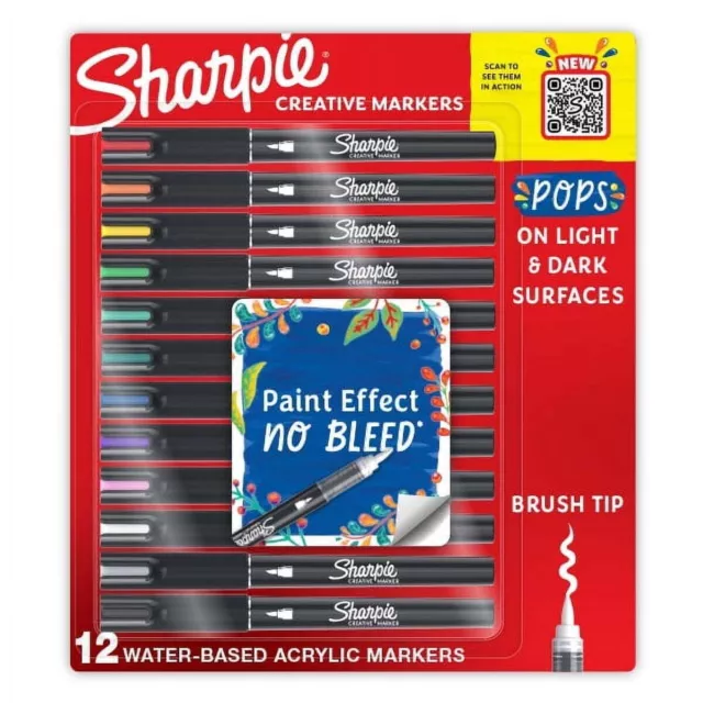 Sharpie Creative Markers, Water-Based Acrylic Markers, Brush Tip (2196907)