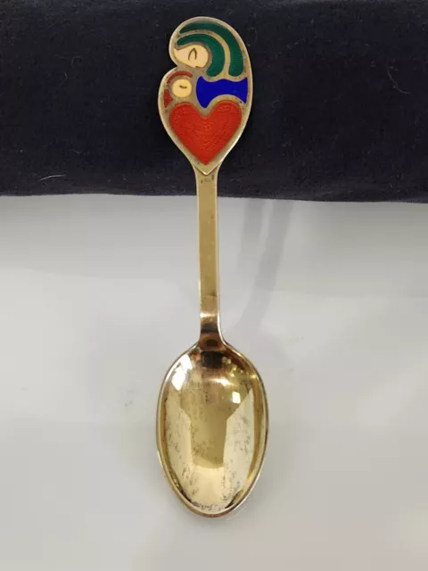 A Michelsen Sterling Silver Enamel Gilt 1968 Christmas Spoon, A Mother's Heart