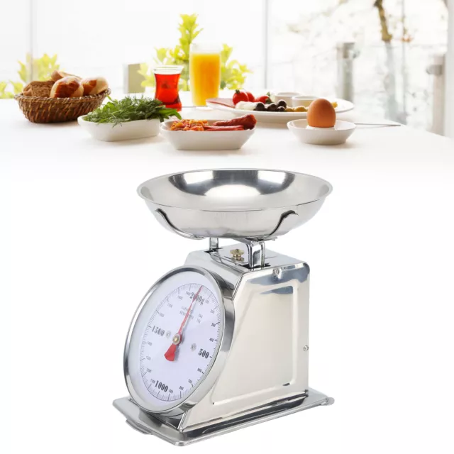 (2KG)Mechanical Kitchen Scale Clear Scale Dial Stainless Steel Analog Food 2