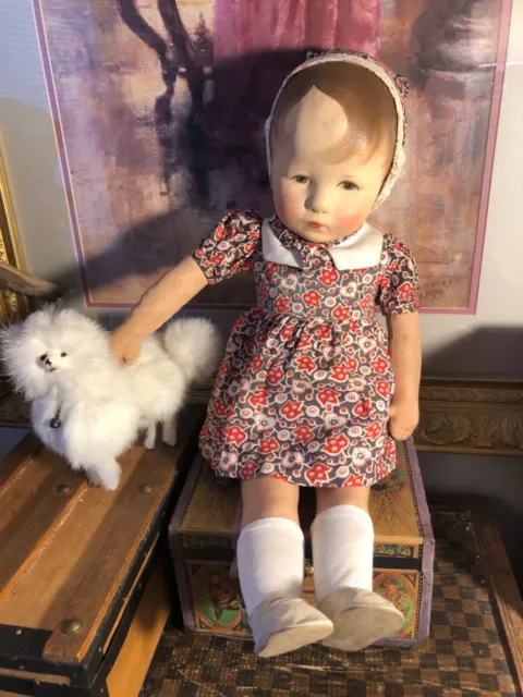 Vintage Kathe Kruse doll 1940s 19” w/Unusual Bending Legs