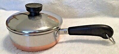 Revere Ware 3/4 QT Copper Pot Sauce pan w/ LID #92f Vintage 1801 Clinton, Ill