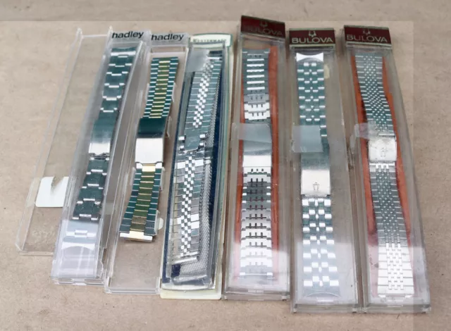 Vintage Bulova Hadley Kestenmade Keisler Stainless Steel Watch Bracelet Band Lot