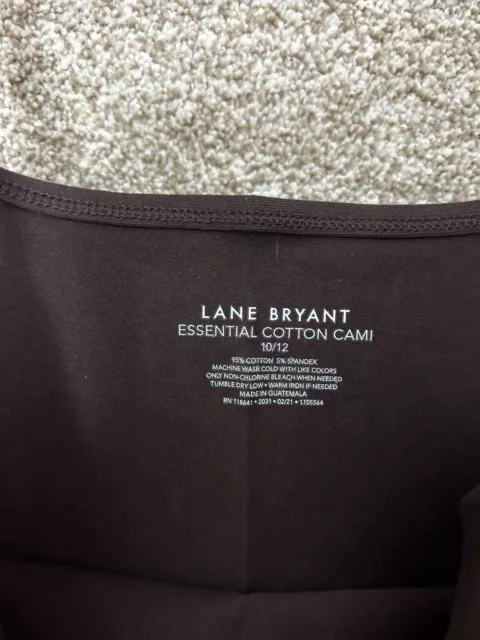 LANE BRYANT ESSENTIAL Cotton Cami Dark Brown Top Size 10/12 $17.99 ...