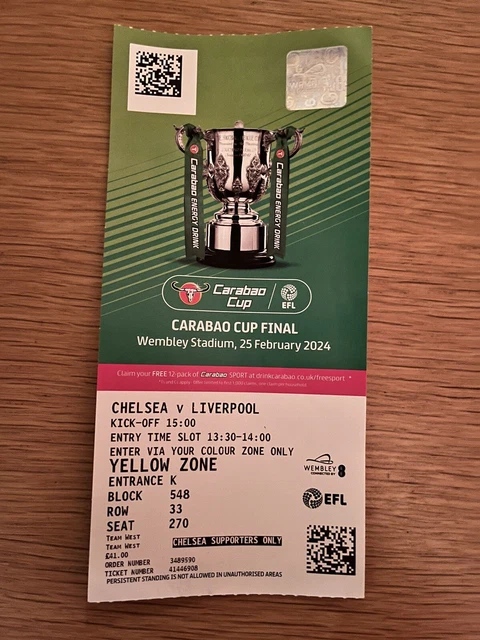 CHELSEA V LIVERPOOL Carabao cup final 2024 Ticket 12.68 PicClick