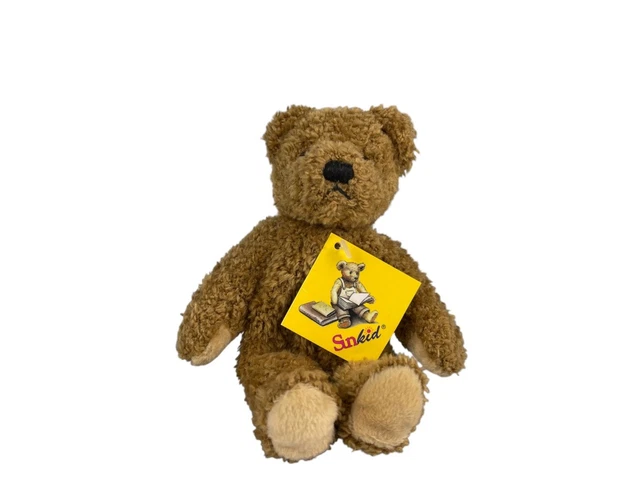 Peluche ours en peluche marron de 30 cm, adorable, avec salopette en