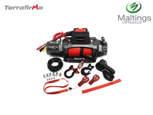 Terrafirma winch synthetic rope & 2 wireless remotes M12.5S 12v electric TF3320