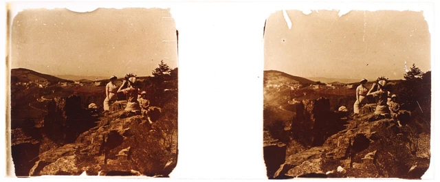 Vintage Landscape Family c1930 Photo Glass Plate V28L23n7 2