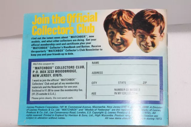 Matchbox Superfast Toys, 1973 Collectors Catalog, Original 2