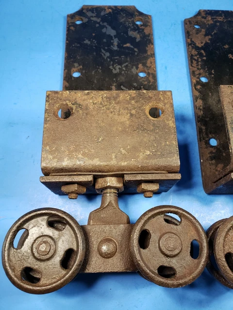 Vintage Barn Door Rollers Box Track 2 1/8" Wheels Rustic Country Décor 3