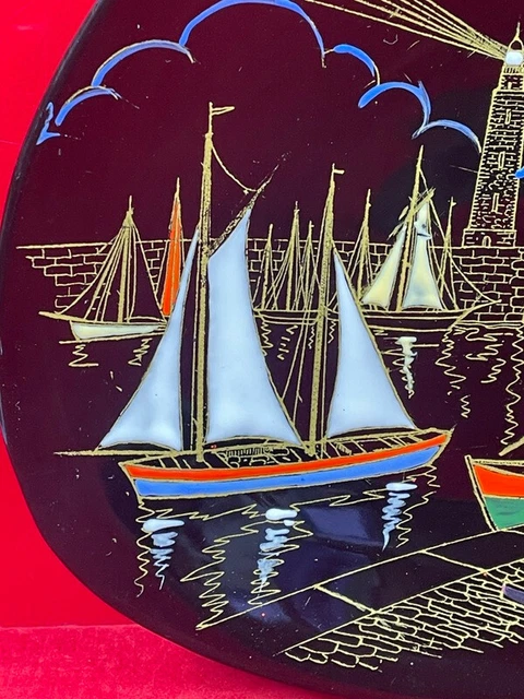 ASSIETTE NUMEROTEE PEINTE A LA MAIN EN CÉRAMIQUE DE LONGWY - Port de pêche 2