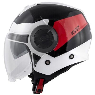 Casco Helmet Moto Jet Kappa Kv37 Zone Nero Bianco Rosso Red White Black Tg L