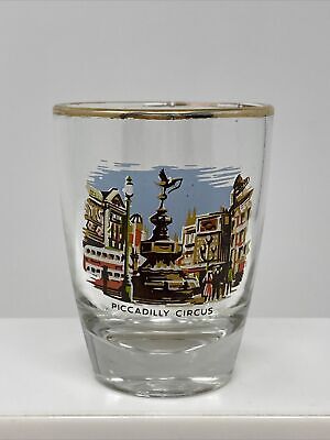 Vintage Piccadilly Circus London England Europe Shot Glass Souvenir