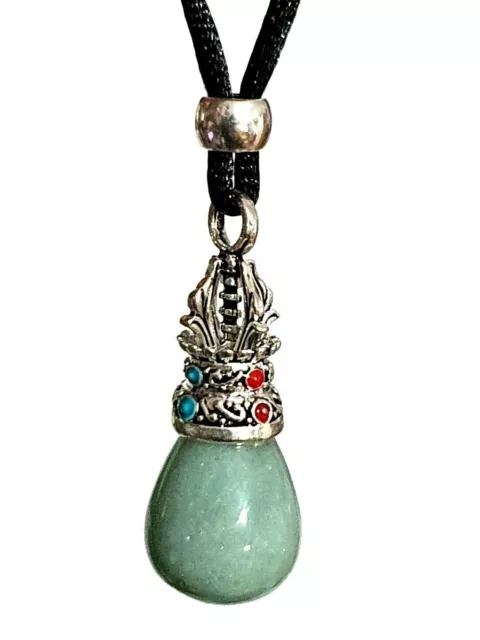 Jade Lotus Necklace Pendant Real Nephrite Jade Gemstone Crystal Beaded Cord Uk