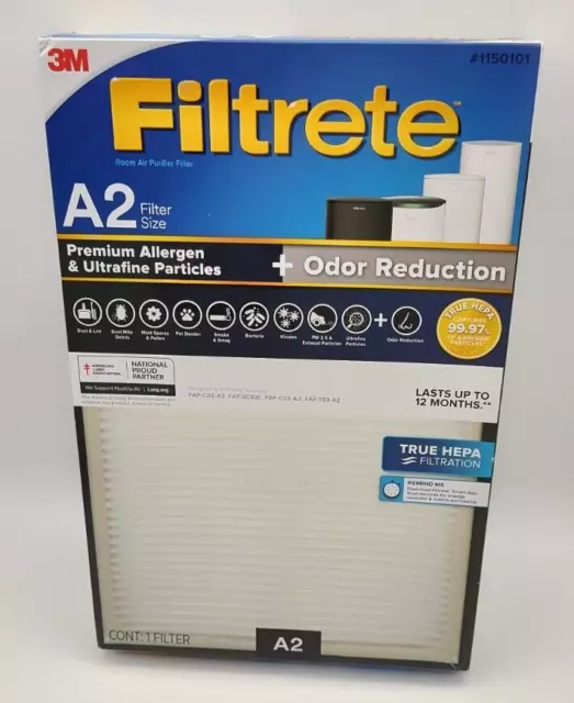 3M Filter A2 Filter Filtrete Air Purifier Premium Odor Reduction Hepa 1150101