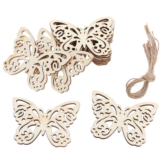 20 piezas hágalo usted mismo rodajas de corte de madera para niños rebanadas de mariposas decoradas