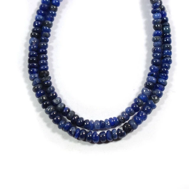 Perles de pierres précieuses lisses en forme de rondelle de saphir bleu AAA...