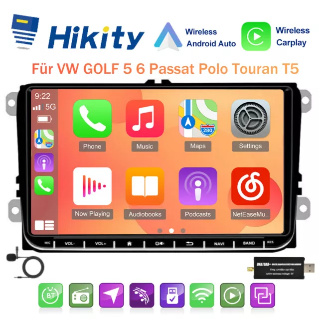 Android 13 Carplay DAB+ Autoradio für VW GOLF 5 6 Passat Polo Touran T5 GPS NAVI