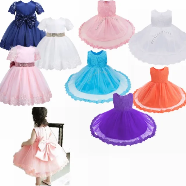 AU Newborn Kids Baby Girls Princess Floral Lace Dress Party Pageant Tutu Dresses