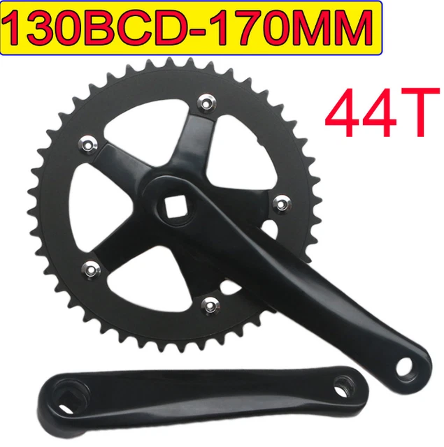 Black Alloy Bicycle Crank Single Speed 170mm MTB Road Bike 130BCD 44T Crankset