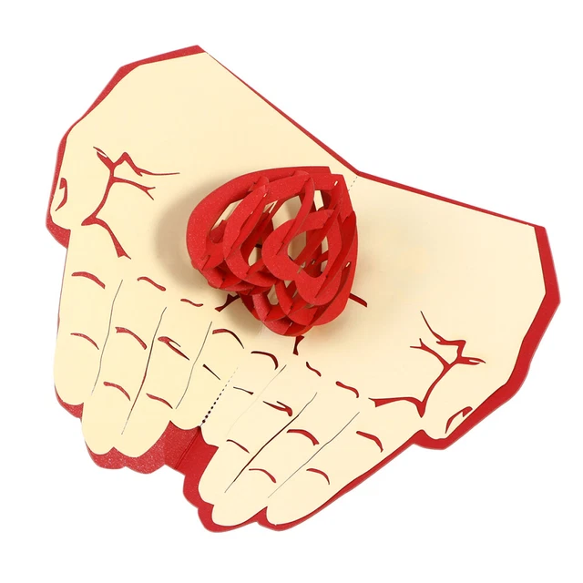 Tarjetas de felicitación 3D Up Amor en Mano Hechas a Mano Deseo Kirigami Papel Artesanal para Madre'