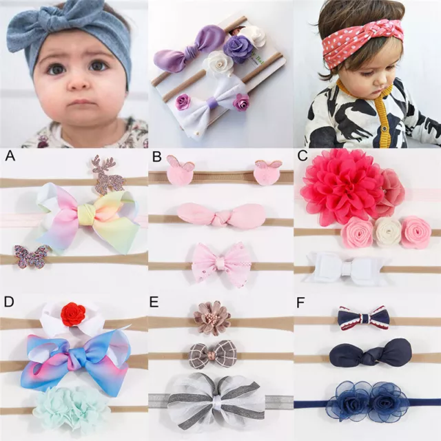 3Pcs/  Newborn Girl Baby Headband Elastic Head Band Kids Hair Band Flower Cute