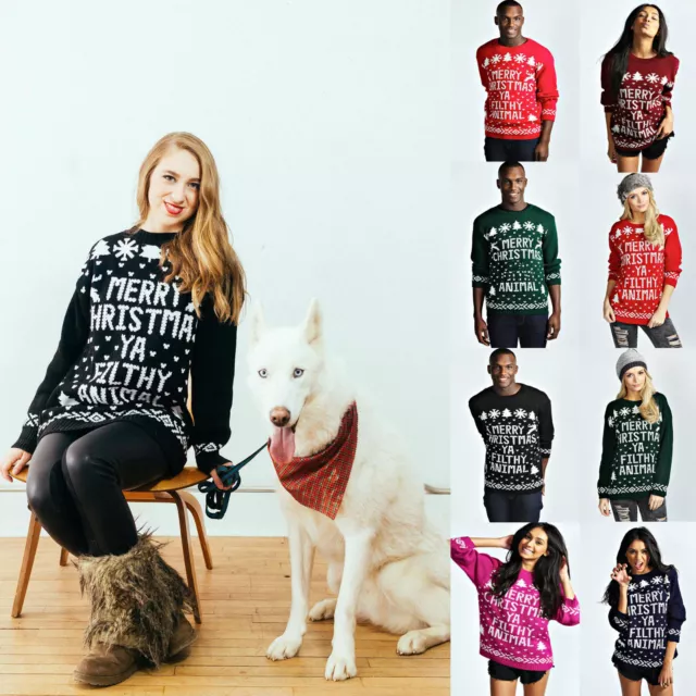 Unisex Christmas Sweater Merry Christmas Ya Filthy Animal Xmas Novelty Jumpers