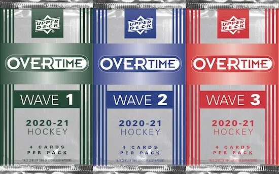 2020-21 Upper Deck OVERTIME Hockey WAVE 1 GREEN Factory Sealed 4 Card Hobby Pack