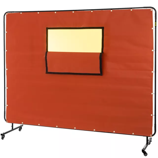 VEVOR Welding Curtain Welding Screen Frame 6' x 8' Fiberglass w/ Window & Caster