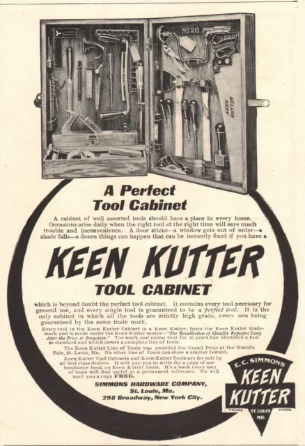 Keen Kutter Tool Cabinet Simmons Hardware Co St Louis MO 1905 Antique Print Ad