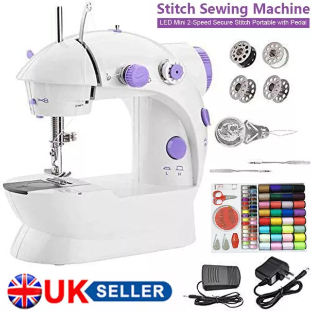 Electric Sewing Machine Portable Mini 12 Stitches 2 Speeds Foot Pedal LED Light