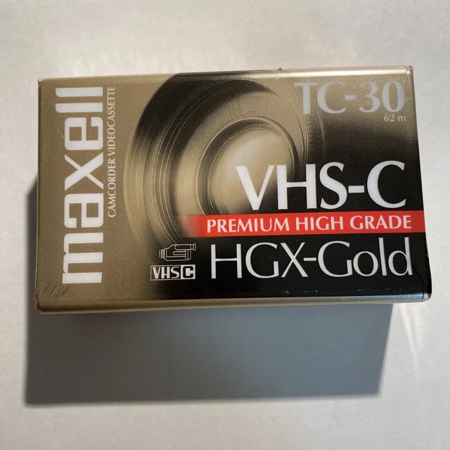 Videocámara en blanco Maxell VHS-C HGX-Gold TC-30 cinta de casete de video sellada atq