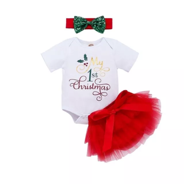 Baby Girl My 1st Christmas Romper Tutu Headband Baby Xmas Outfit Christmas Set