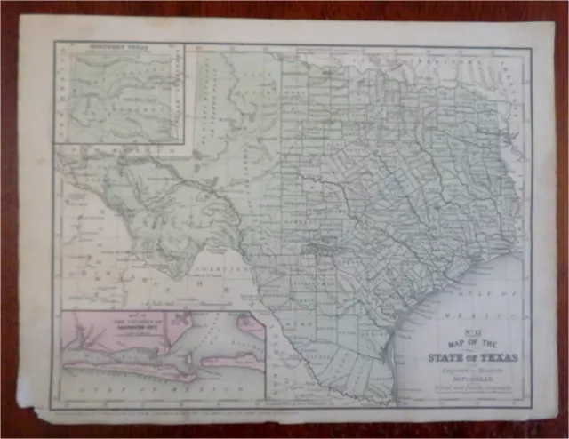 Texas State Map 1858 Young engraved hand colored map